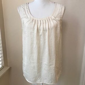Talbots Ivory Shell Tank Pleated Neckline